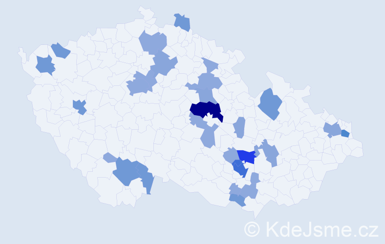Příjmení: 'Halámka', počet výskytů 75 v celé ČR