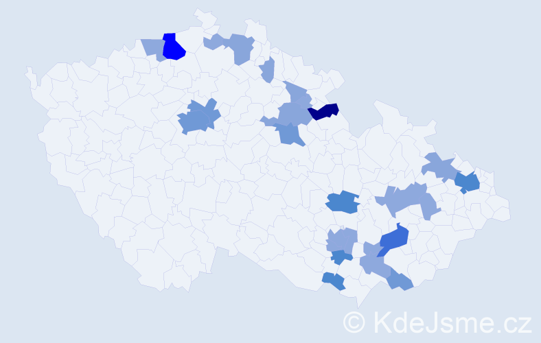 Příjmení: 'Španiel', počet výskytů 68 v celé ČR