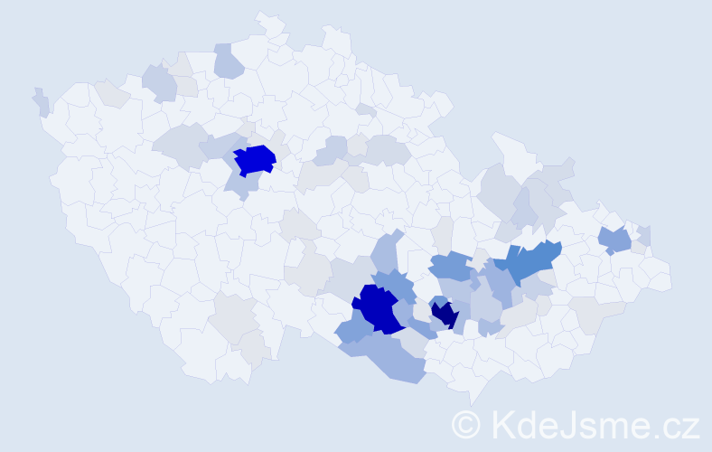 Příjmení: 'Machátová', počet výskytů 281 v celé ČR