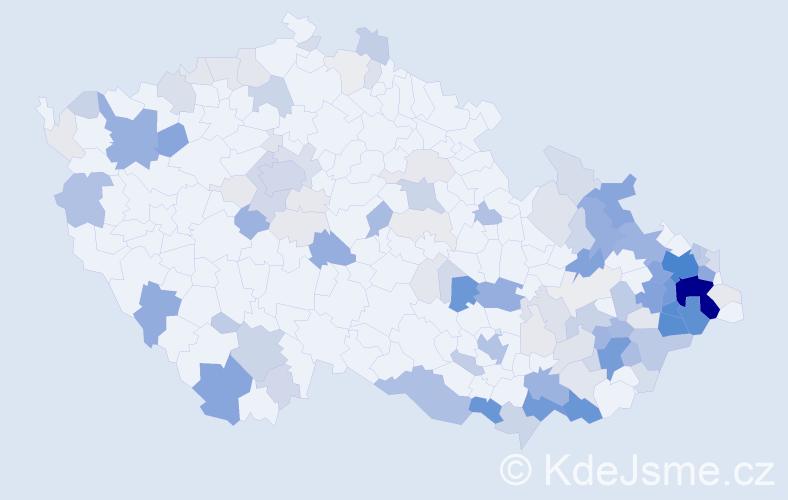 Příjmení: 'Míček', počet výskytů 561 v celé ČR