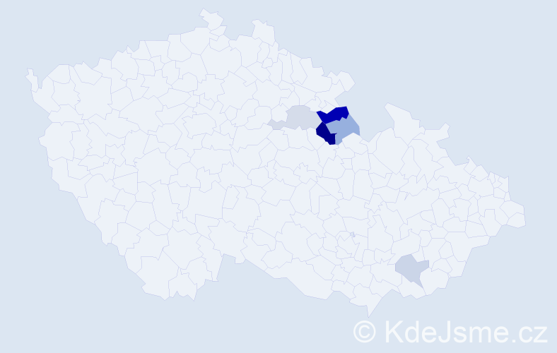 Příjmení: 'Touc', počet výskytů 10 v celé ČR
