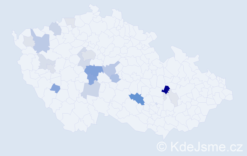 Příjmení: 'Frantlová', počet výskytů 43 v celé ČR