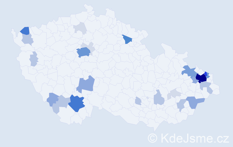 Příjmení: 'Kursa', počet výskytů 100 v celé ČR