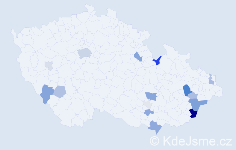 Příjmení: 'Pikálková', počet výskytů 34 v celé ČR