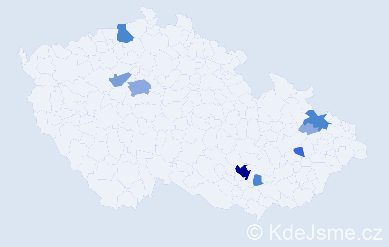 Příjmení: 'Anderla', počet výskytů 24 v celé ČR
