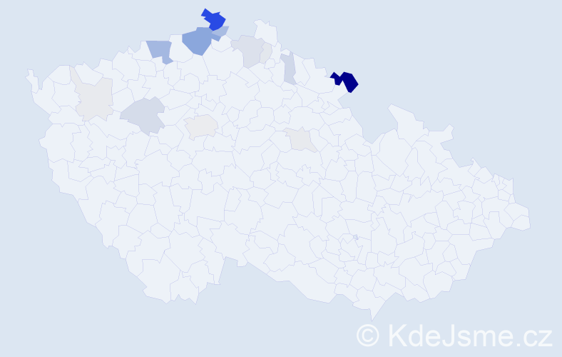 Příjmení: 'Deňo', počet výskytů 60 v celé ČR