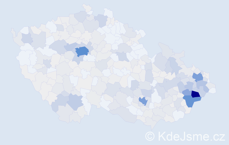 Příjmení: 'Křenek', počet výskytů 1718 v celé ČR