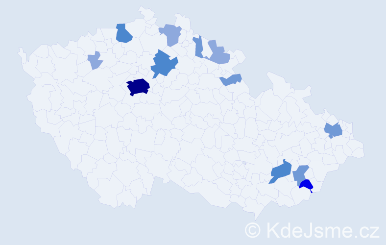 Příjmení: 'Domorád', počet výskytů 31 v celé ČR