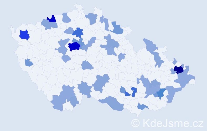 Příjmení: 'Vavrová', počet výskytů 118 v celé ČR