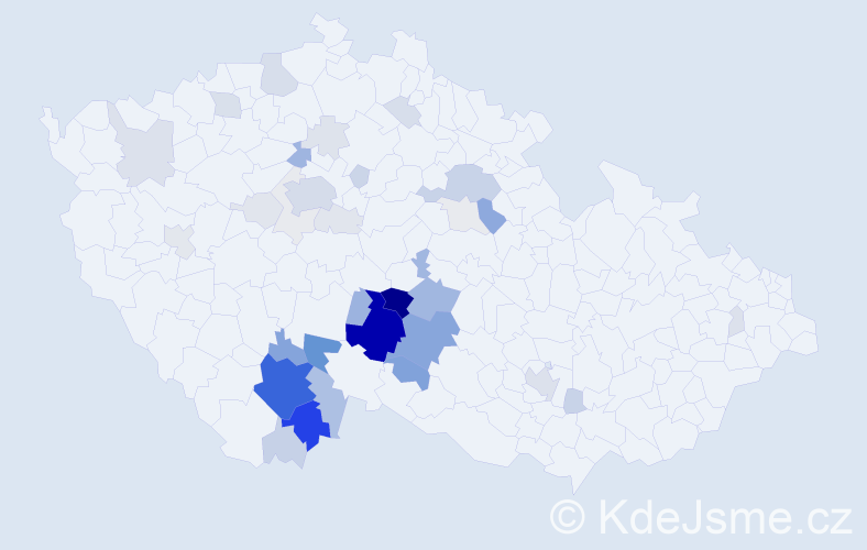 Příjmení: 'Farka', počet výskytů 165 v celé ČR