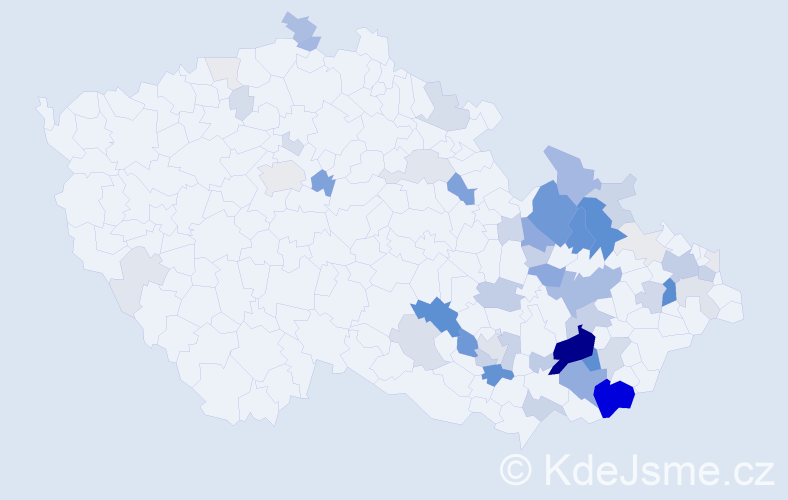 Příjmení: 'Kunčarová', počet výskytů 246 v celé ČR