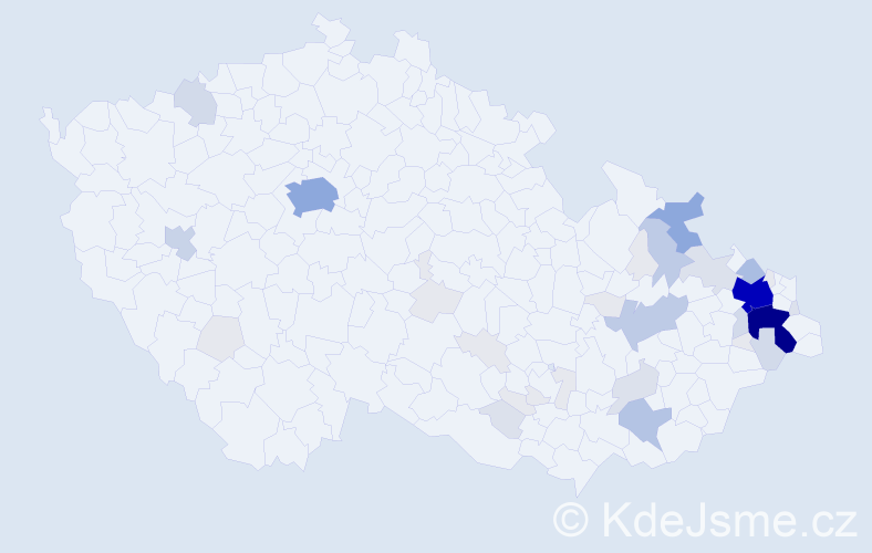 Příjmení: 'Klegová', počet výskytů 167 v celé ČR