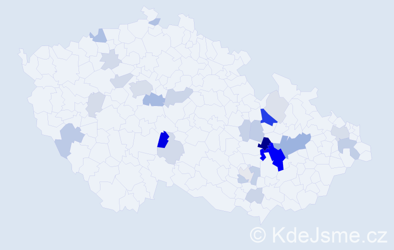 Příjmení: 'Portešová', počet výskytů 89 v celé ČR