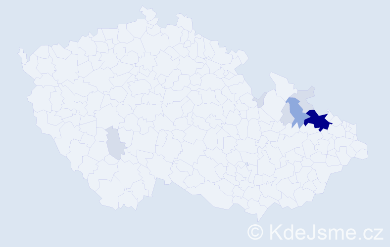 Příjmení: 'Ešík', počet výskytů 26 v celé ČR