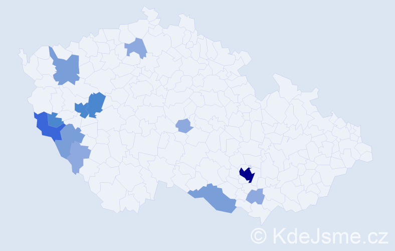 Příjmení: 'Mühlbacher', počet výskytů 30 v celé ČR