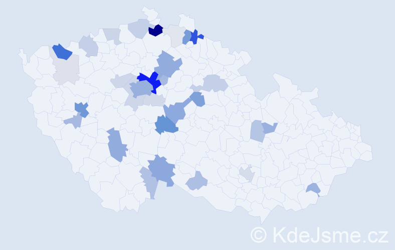 Příjmení: 'Ledecká', počet výskytů 135 v celé ČR