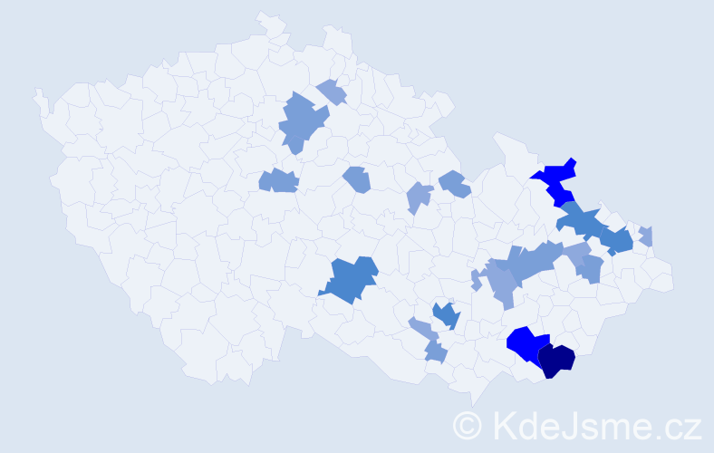 Příjmení: 'Gregárková', počet výskytů 51 v celé ČR