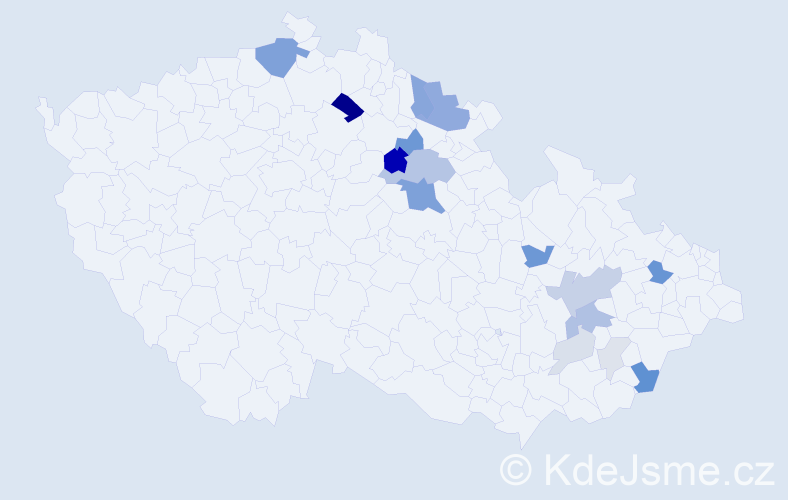 Příjmení: 'Rosulková', počet výskytů 52 v celé ČR