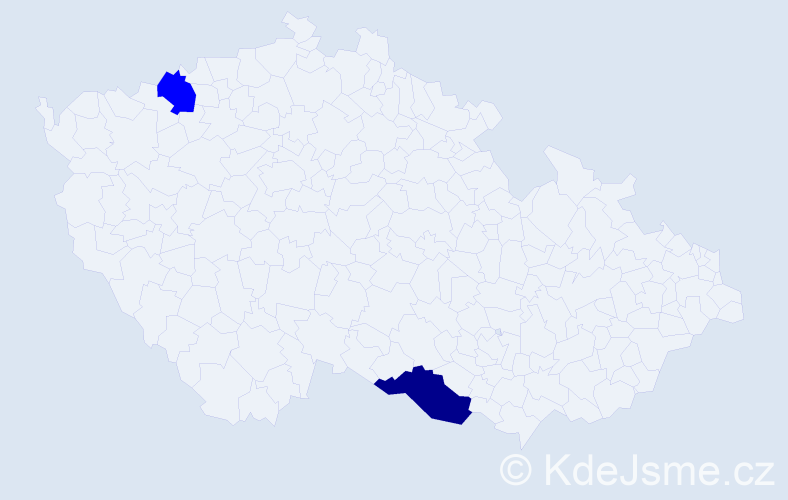 Příjmení: 'Vučkovič', počet výskytů 3 v celé ČR
