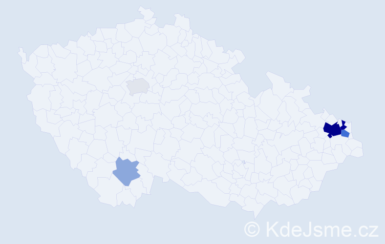 Příjmení: 'Valdrová', počet výskytů 15 v celé ČR