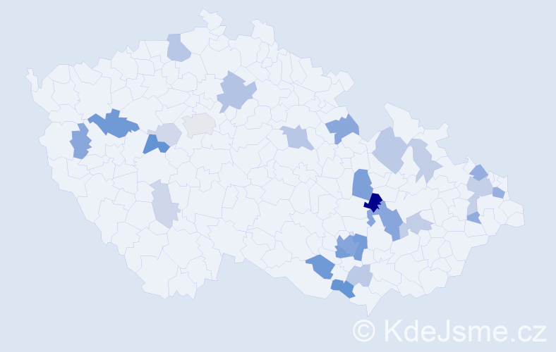 Příjmení: 'Šmid', počet výskytů 76 v celé ČR