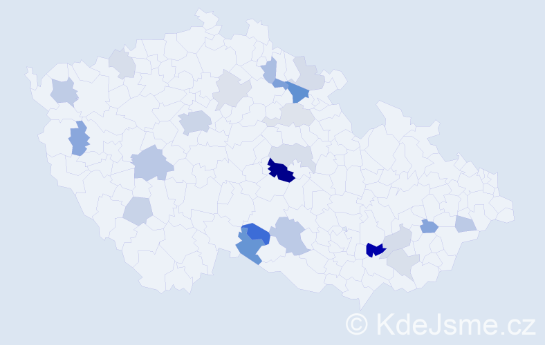 Příjmení: 'Béna', počet výskytů 50 v celé ČR