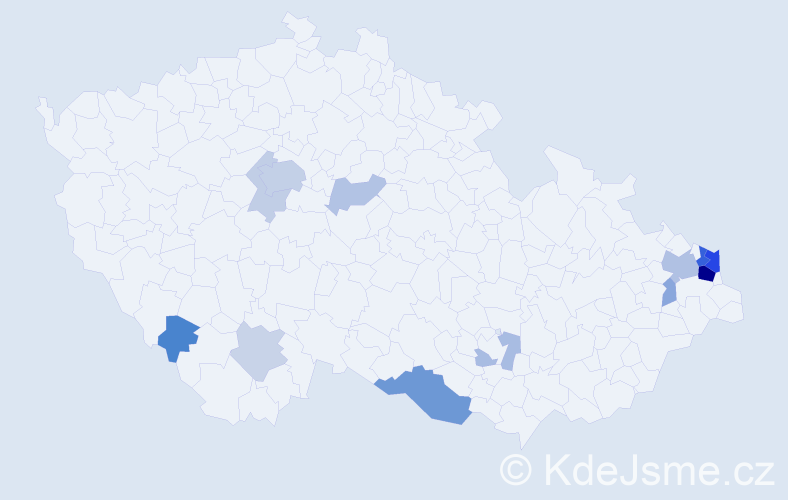 Příjmení: 'Frej', počet výskytů 36 v celé ČR