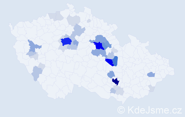 Příjmení: 'Tocháček', počet výskytů 122 v celé ČR