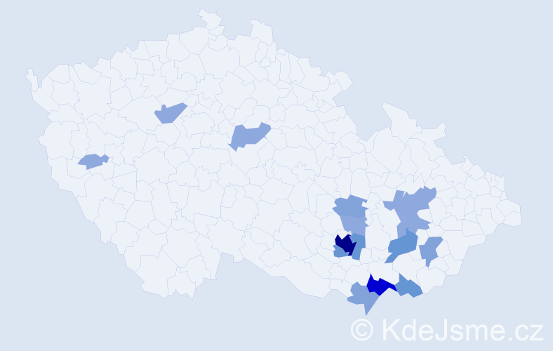 Příjmení: 'Polešáková', počet výskytů 36 v celé ČR