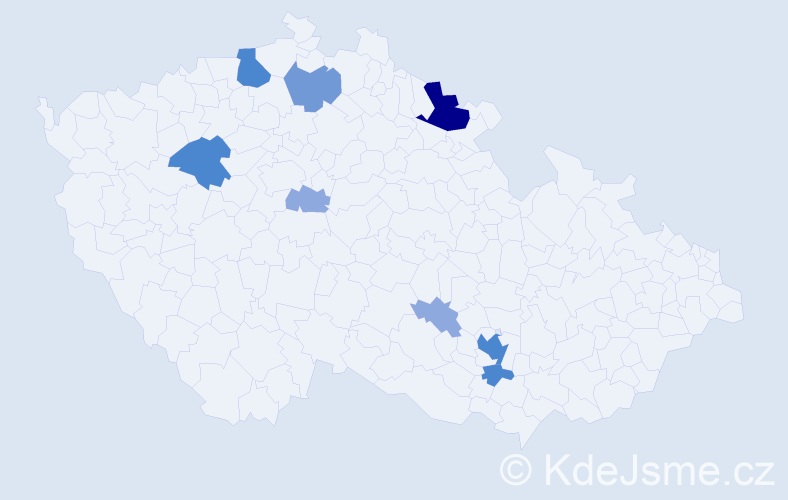 Příjmení: 'Bodó', počet výskytů 22 v celé ČR