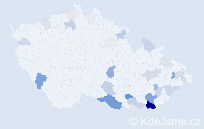 Příjmení: 'Miroš', počet výskytů 117 v celé ČR