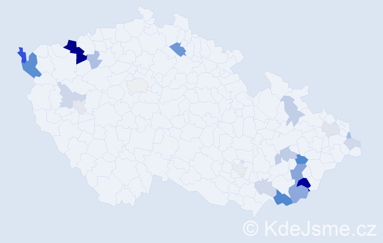 Příjmení: 'Sahajová', počet výskytů 57 v celé ČR
