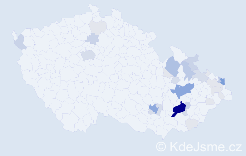 Příjmení: 'Majdová', počet výskytů 107 v celé ČR