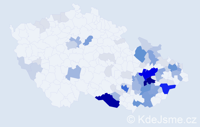 Příjmení: 'Bartoník', počet výskytů 267 v celé ČR