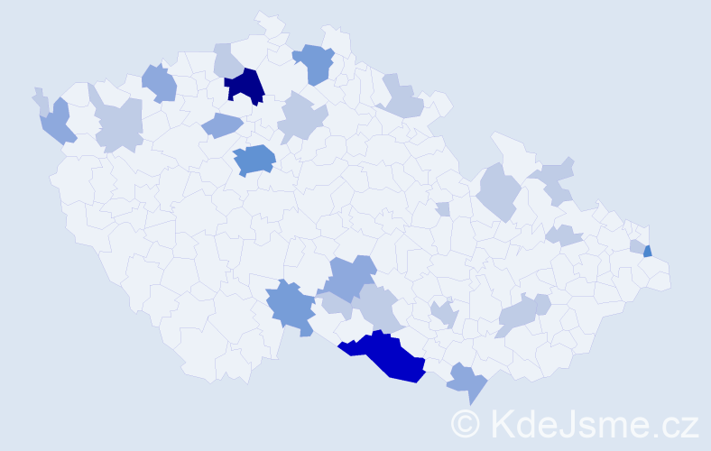 Příjmení: 'Badinková', počet výskytů 59 v celé ČR