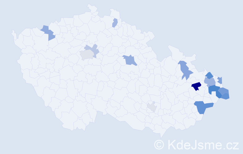 Příjmení: 'Tuhovčák', počet výskytů 31 v celé ČR