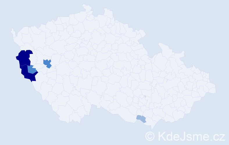Příjmení: 'Paitlová', počet výskytů 13 v celé ČR