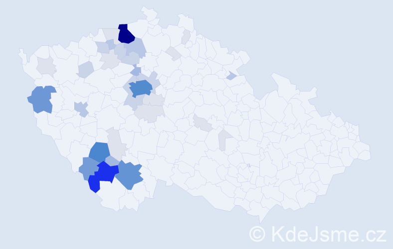 Příjmení: 'Lácha', počet výskytů 138 v celé ČR