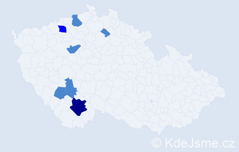Příjmení: 'Pida', počet výskytů 10 v celé ČR