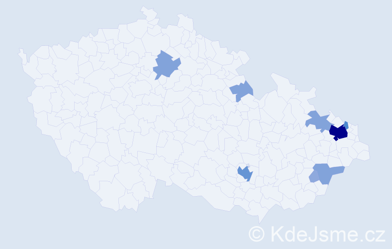 Příjmení: 'Kostruhová', počet výskytů 24 v celé ČR