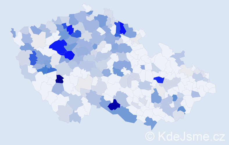 Příjmení: 'Vydra', počet výskytů 851 v celé ČR