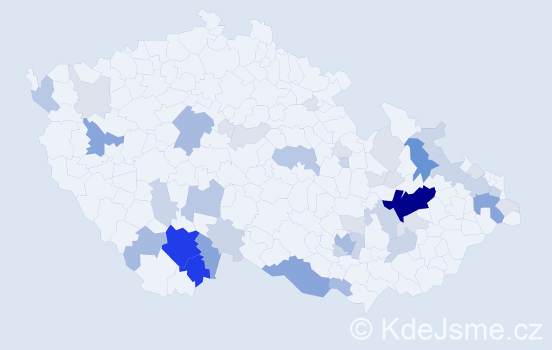 Příjmení: 'Tisoňová', počet výskytů 158 v celé ČR