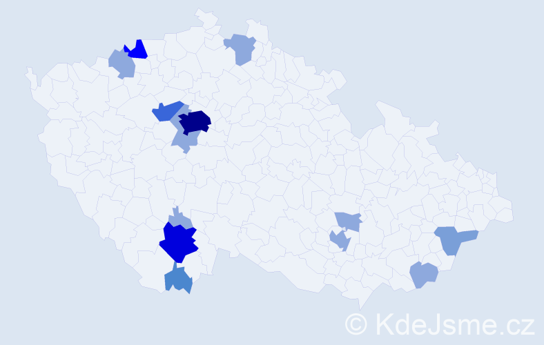 Příjmení: 'Berec', počet výskytů 34 v celé ČR