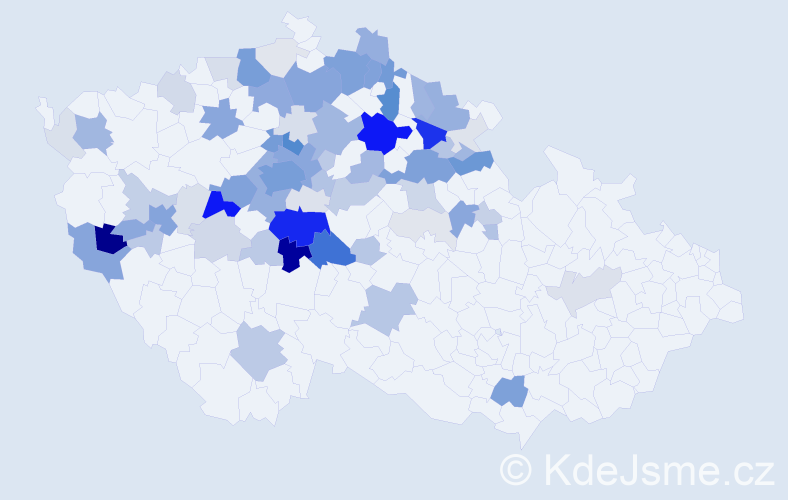 Příjmení: 'Páv', počet výskytů 338 v celé ČR