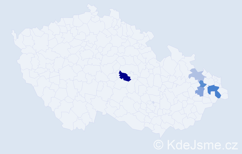 Příjmení: 'Borovicová', počet výskytů 9 v celé ČR