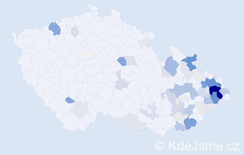 Příjmení: 'Velčovská', počet výskytů 262 v celé ČR