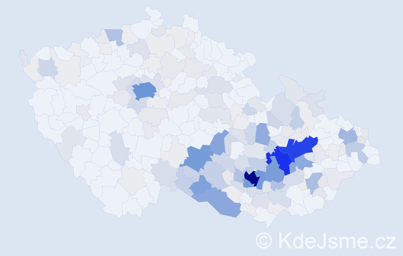 Příjmení: 'Kaláb', počet výskytů 825 v celé ČR