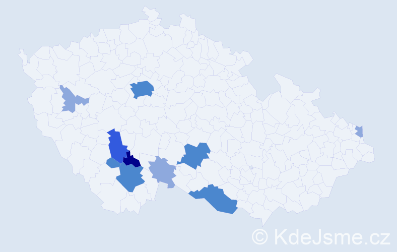 Příjmení: 'Sajtl', počet výskytů 21 v celé ČR