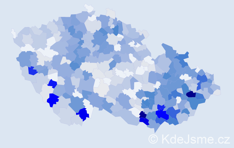 Příjmení: 'Malík', počet výskytů 2722 v celé ČR