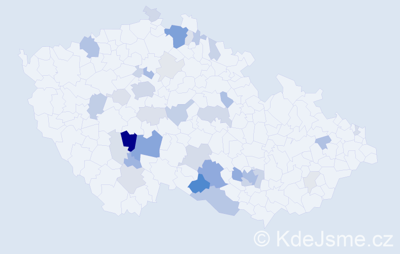 Příjmení: 'Máchal', počet výskytů 110 v celé ČR